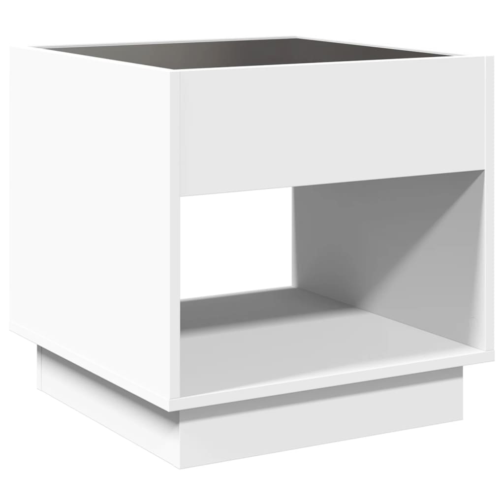 Bedside table with LED lights Infinity 50x50x50 cm white