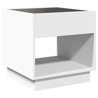 Bedside table with LED lights Infinity 50x50x50 cm white