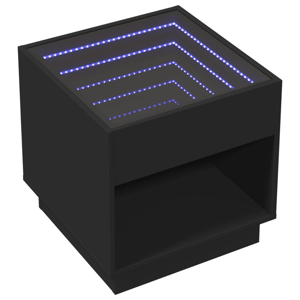 Bedside table with LED lights Infinity 50x50x50 cm black