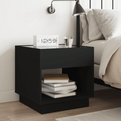 Bedside table with LED lights Infinity 50x50x50 cm black