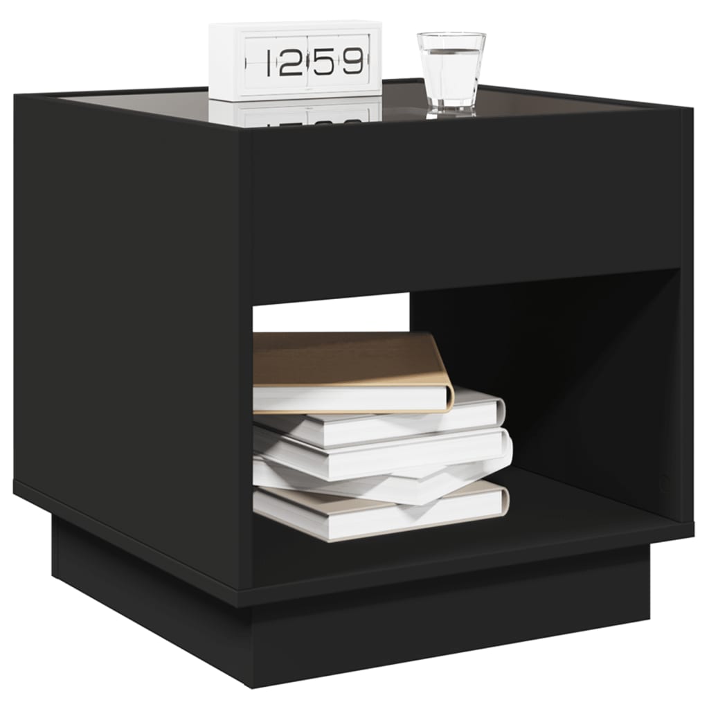 Bedside table with LED lights Infinity 50x50x50 cm black