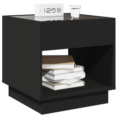 Bedside table with LED lights Infinity 50x50x50 cm black