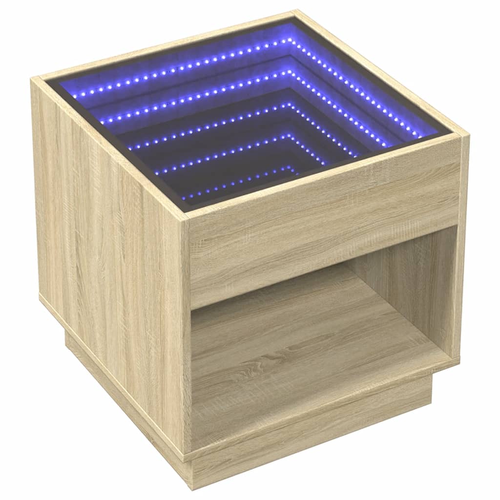 Bedside table with LED Infinity 50x50x50 cm Sonoma oak