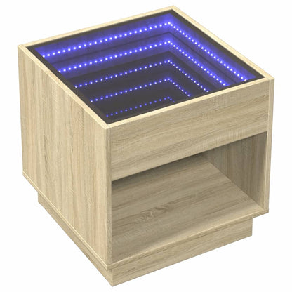 Bedside table with LED Infinity 50x50x50 cm Sonoma oak