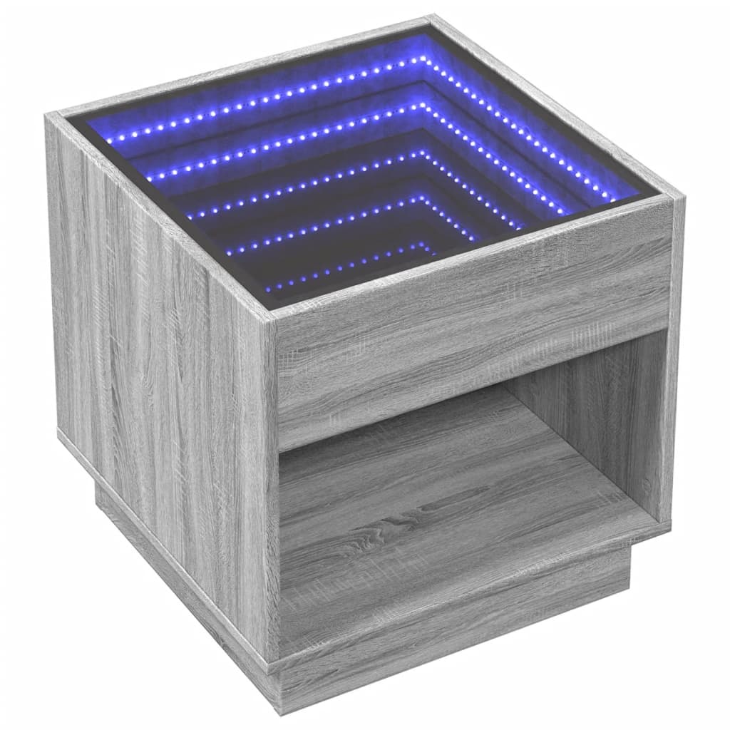 Bedside table with LED Infinity 50x50x50 cm Sonoma grey