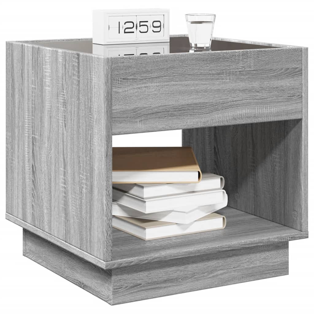 Bedside table with LED Infinity 50x50x50 cm Sonoma grey