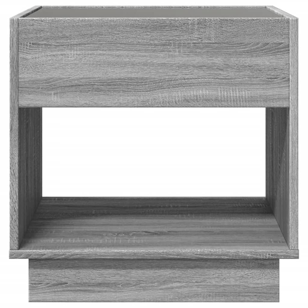 Bedside table with LED Infinity 50x50x50 cm Sonoma grey