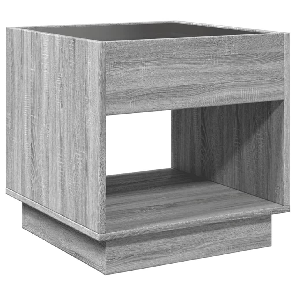 Bedside table with LED Infinity 50x50x50 cm Sonoma grey