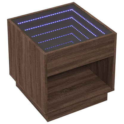 Bedside table with LED Infinity 50x50x50 cm brown oak