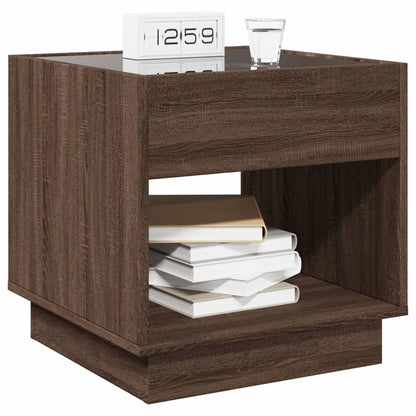 Bedside table with LED Infinity 50x50x50 cm brown oak