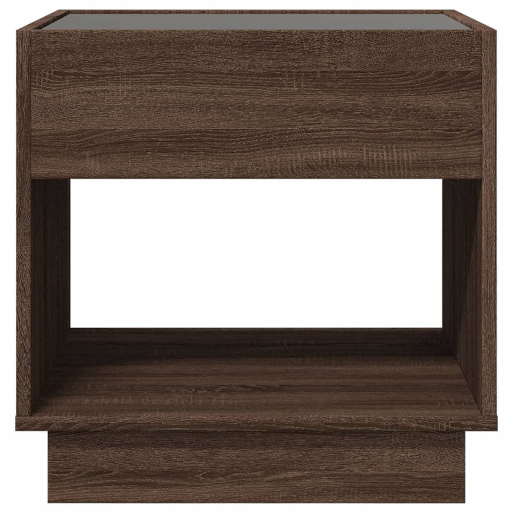 Bedside table with LED Infinity 50x50x50 cm brown oak