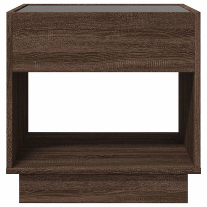 Bedside table with LED Infinity 50x50x50 cm brown oak
