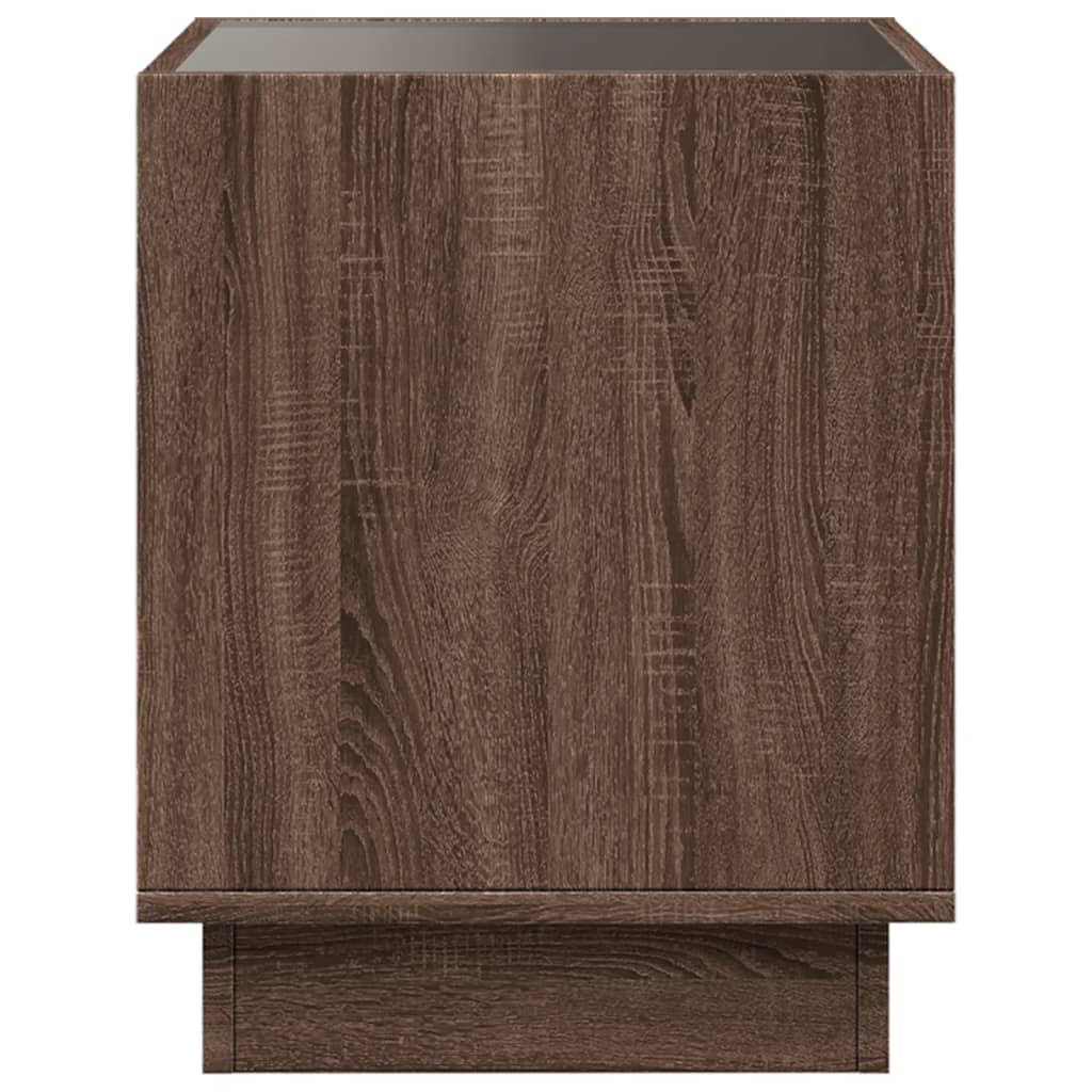 Bedside table with LED Infinity 50x50x50 cm brown oak