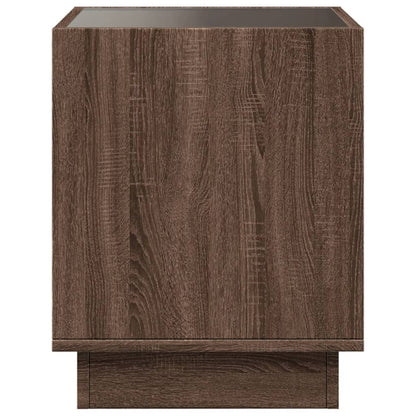 Bedside table with LED Infinity 50x50x50 cm brown oak