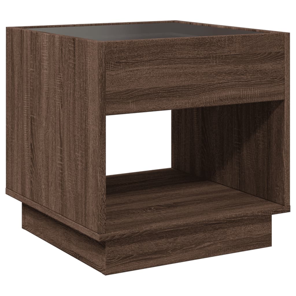 Bedside table with LED Infinity 50x50x50 cm brown oak