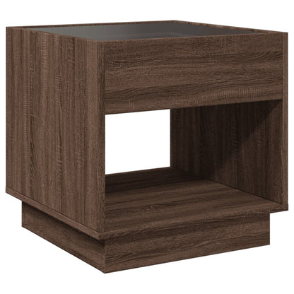 Bedside table with LED Infinity 50x50x50 cm brown oak
