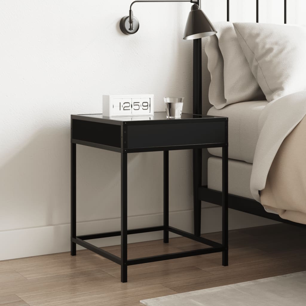 Bedside table with LED lights Infinity 40x40x51 cm black