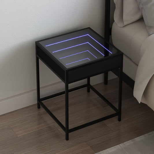 Bedside table with LED lights Infinity 40x40x51 cm black