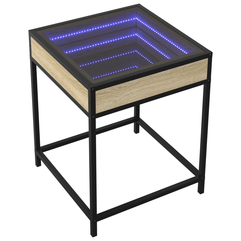 Mesa de cabeceira c/ LED Infinity 40x40x51 cm carvalho sonoma