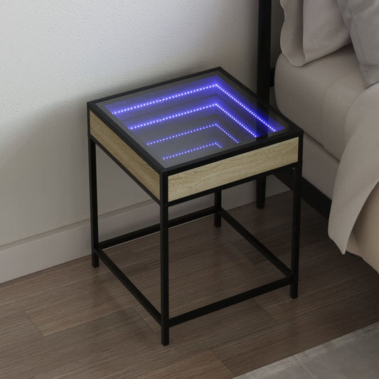 Bedside table with LED Infinity 40x40x51 cm Sonoma oak