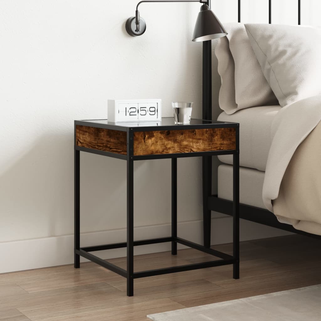 Bedside table with LED Infinity 40x40x51 cm smoked oak
