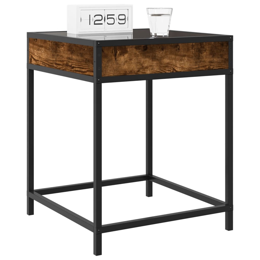 Bedside table with LED Infinity 40x40x51 cm smoked oak