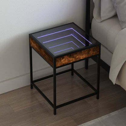 Bedside table with LED Infinity 40x40x51 cm smoked oak