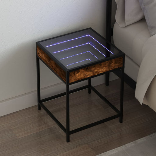 Bedside table with LED Infinity 40x40x51 cm smoked oak