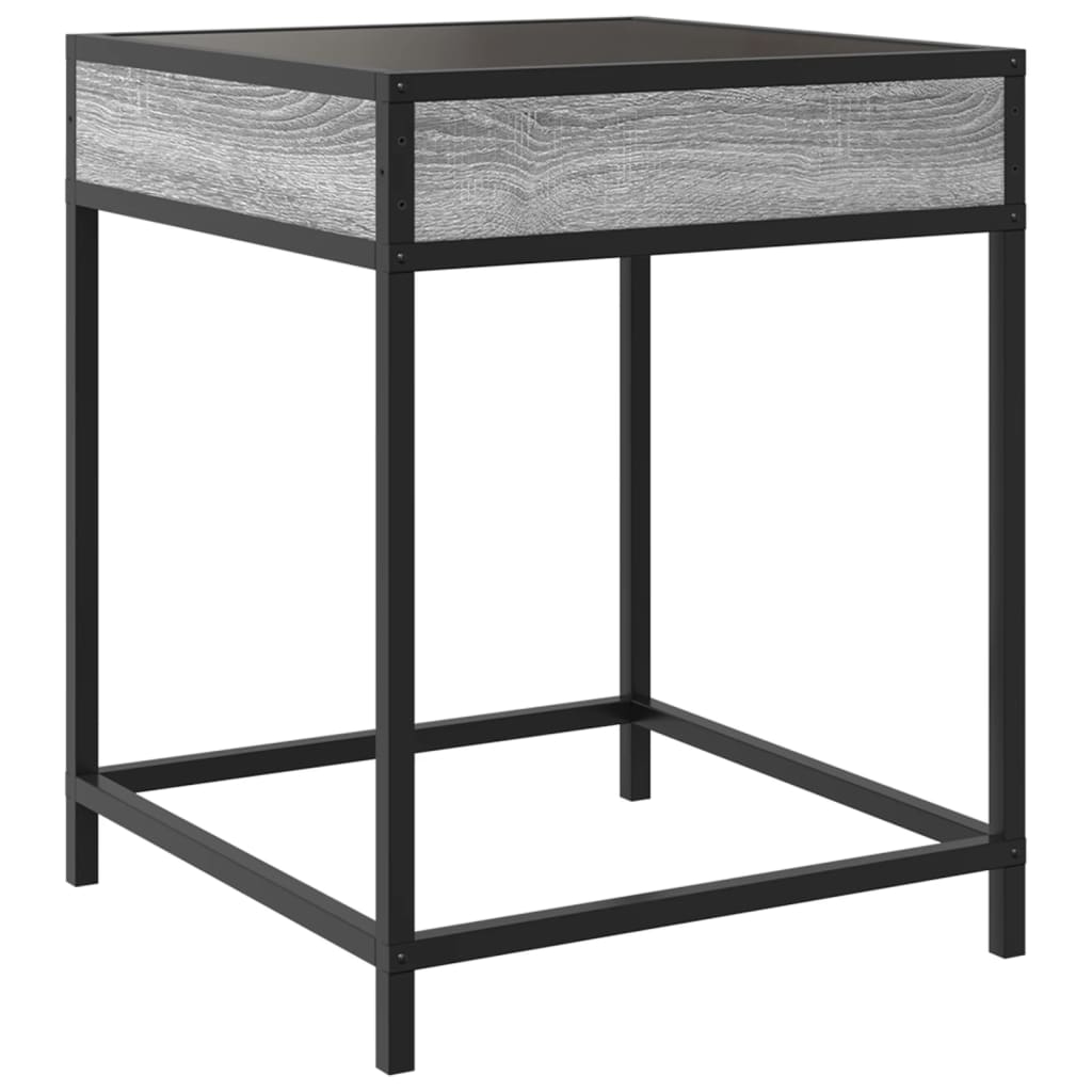 Mesa de cabeceira c/ LED Infinity 40x40x51 cm cinzento sonoma