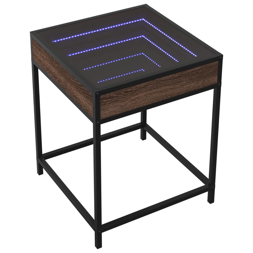 Bedside table with LED Infinity 40x40x51 cm brown oak