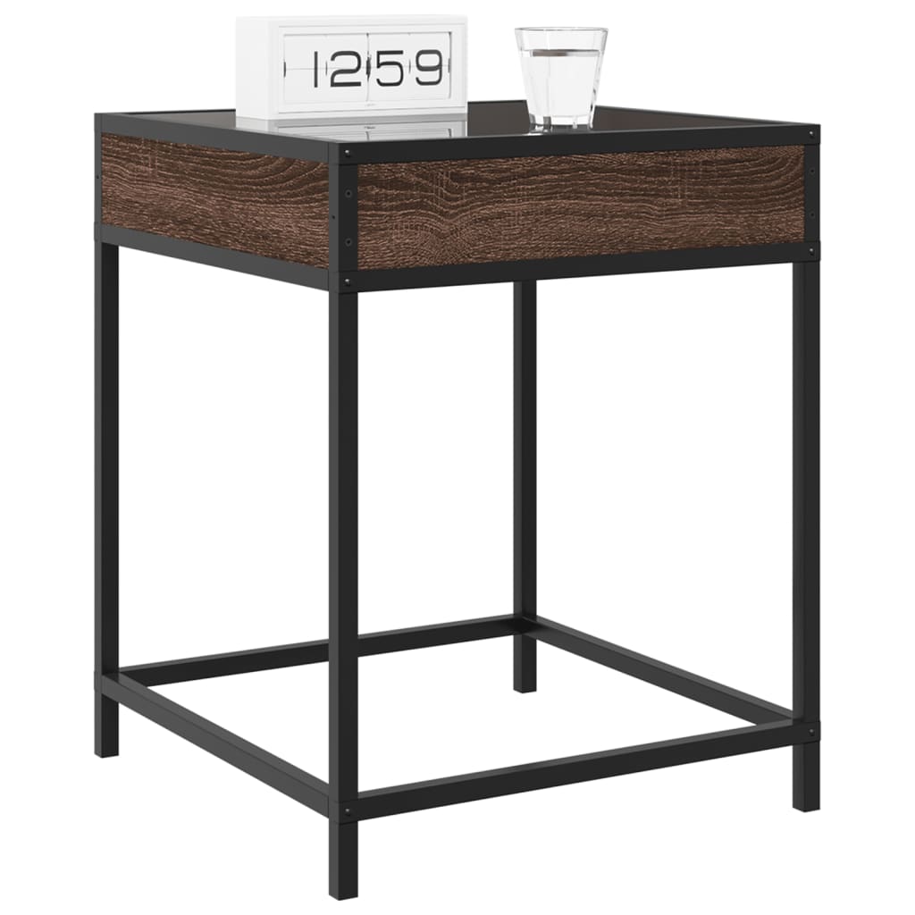 Bedside table with LED Infinity 40x40x51 cm brown oak
