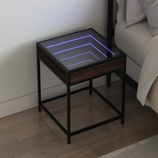 Bedside table with LED Infinity 40x40x51 cm brown oak