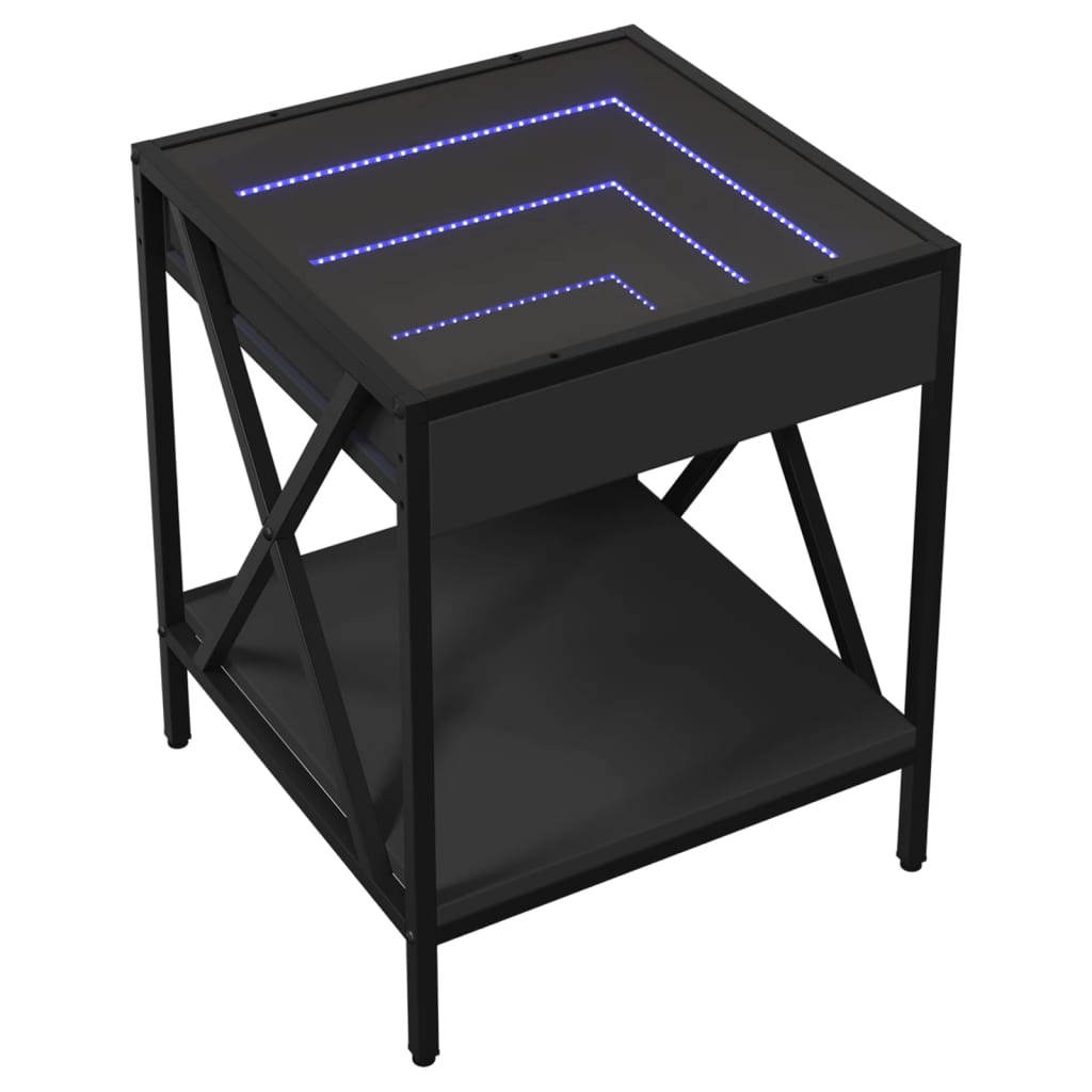 Bedside table with LED lights Infinity 40x40x49 cm black