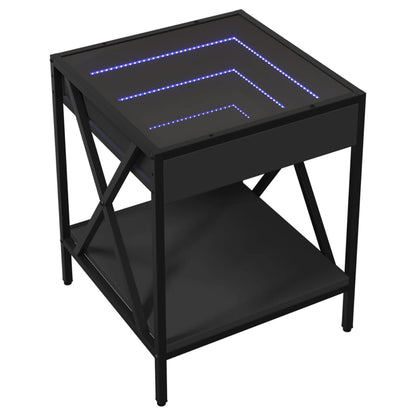 Bedside table with LED lights Infinity 40x40x49 cm black