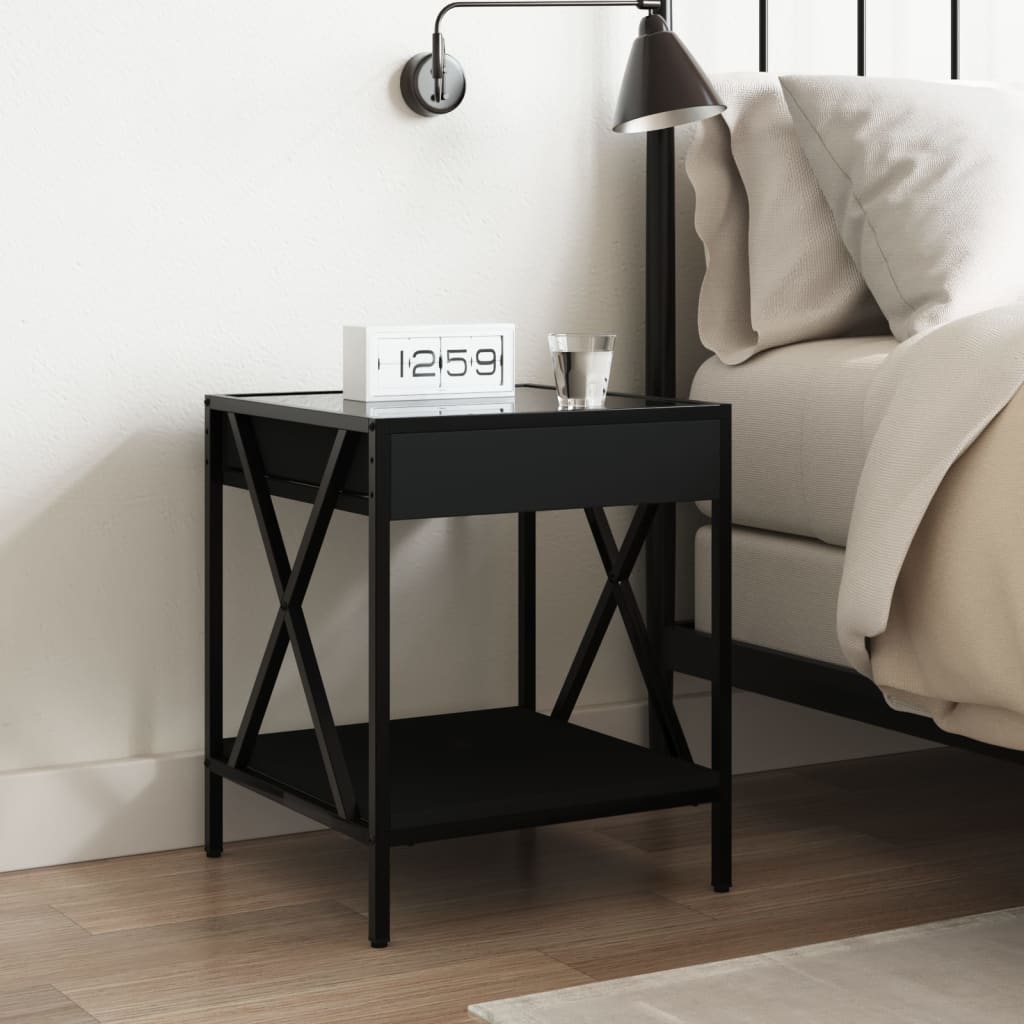 Bedside table with LED lights Infinity 40x40x49 cm black