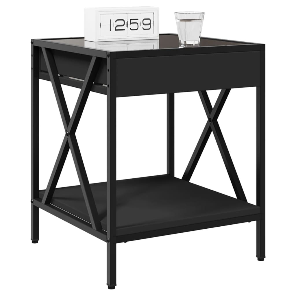 Bedside table with LED lights Infinity 40x40x49 cm black