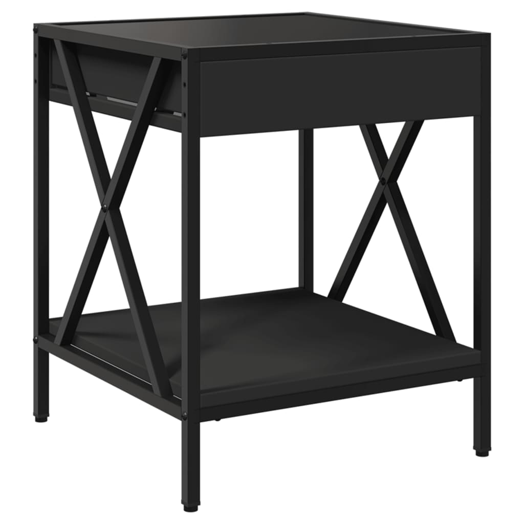 Bedside table with LED lights Infinity 40x40x49 cm black