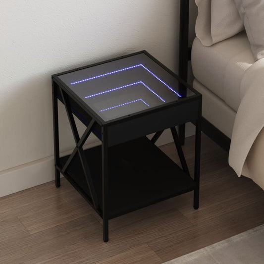 Bedside table with LED lights Infinity 40x40x49 cm black