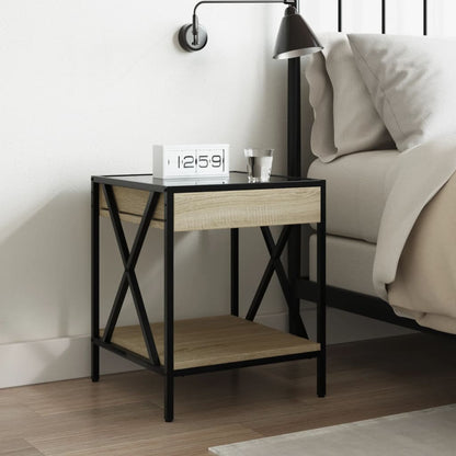 Bedside table with LED Infinity 40x40x49 cm Sonoma oak