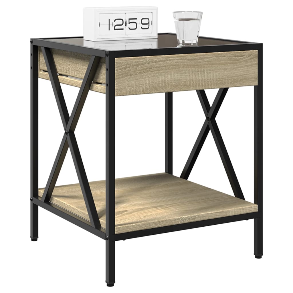 Bedside table with LED Infinity 40x40x49 cm Sonoma oak