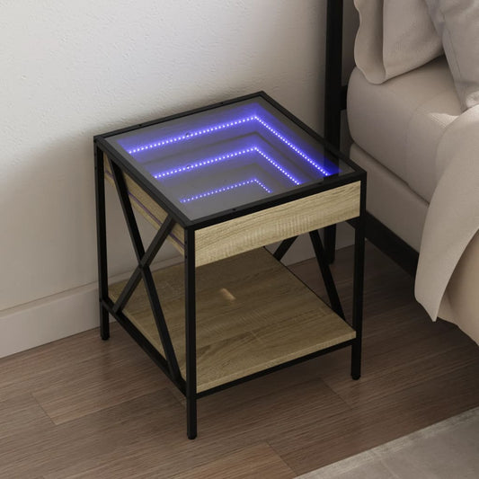 Bedside table with LED Infinity 40x40x49 cm Sonoma oak
