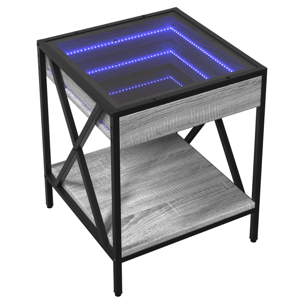 Bedside table with LED Infinity 40x40x49 cm Sonoma grey