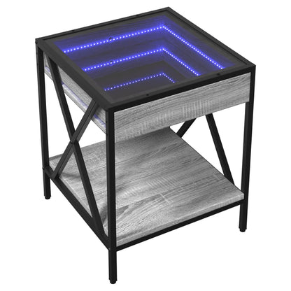 Bedside table with LED Infinity 40x40x49 cm Sonoma grey