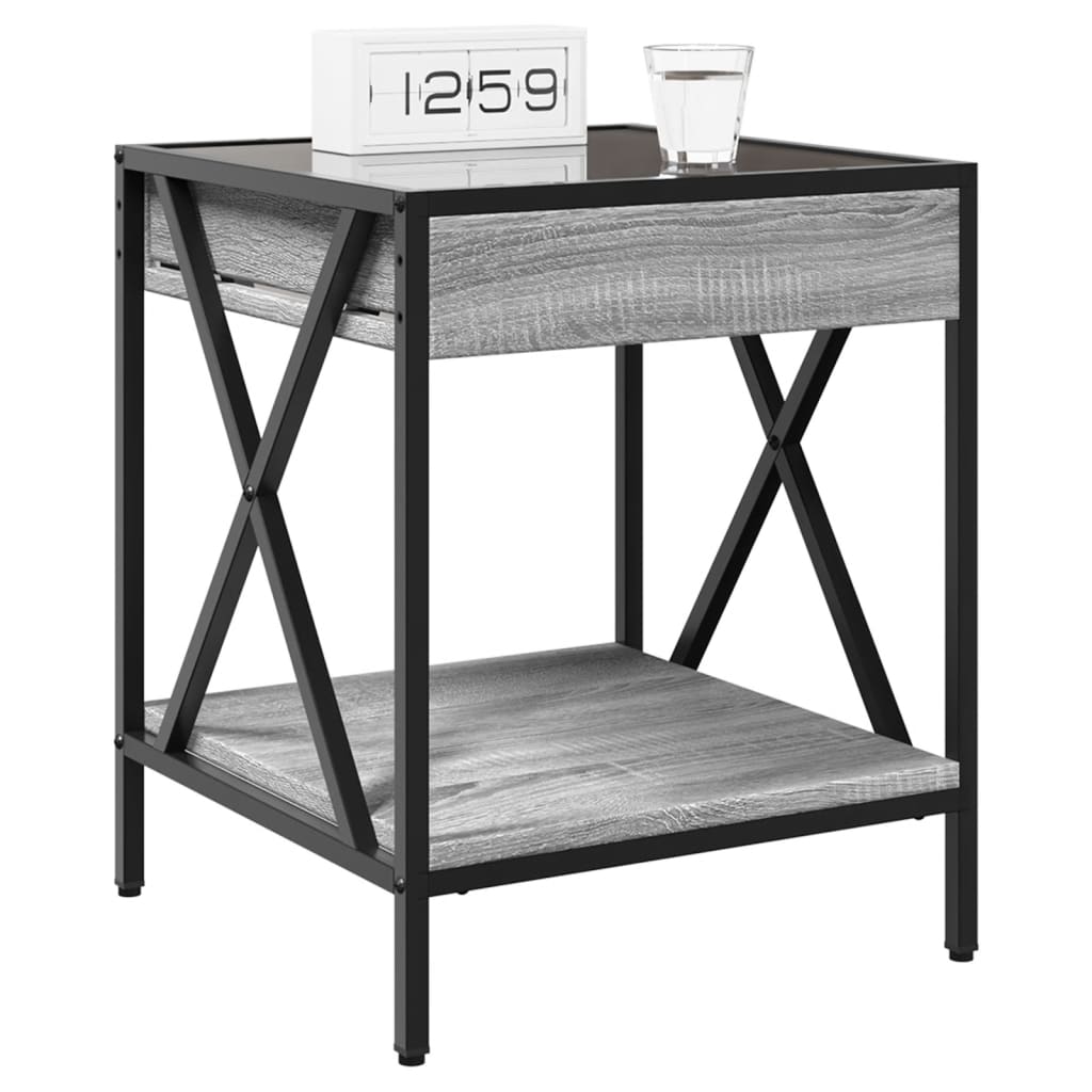 Bedside table with LED Infinity 40x40x49 cm Sonoma grey