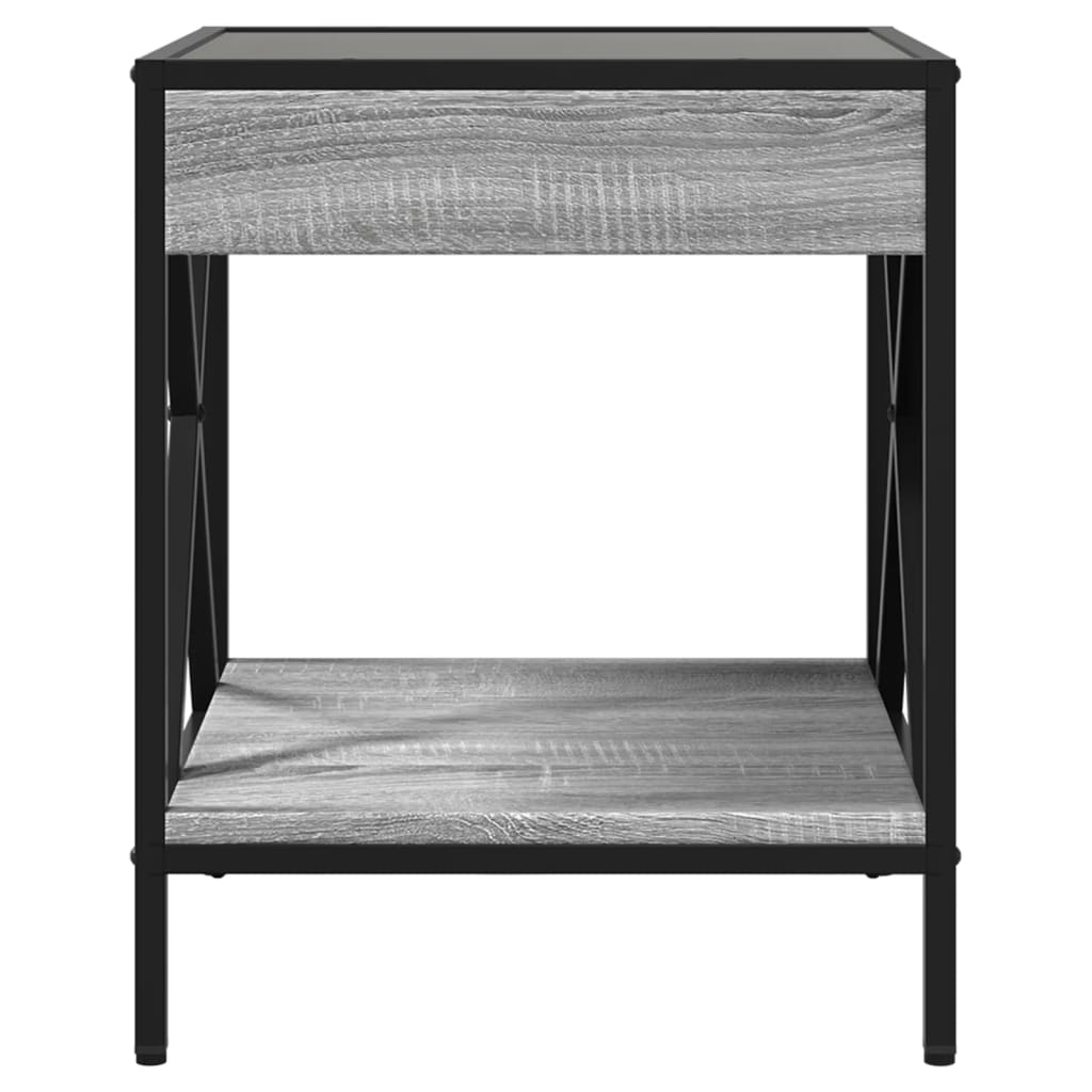 Bedside table with LED Infinity 40x40x49 cm Sonoma grey
