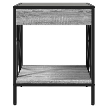 Bedside table with LED Infinity 40x40x49 cm Sonoma grey