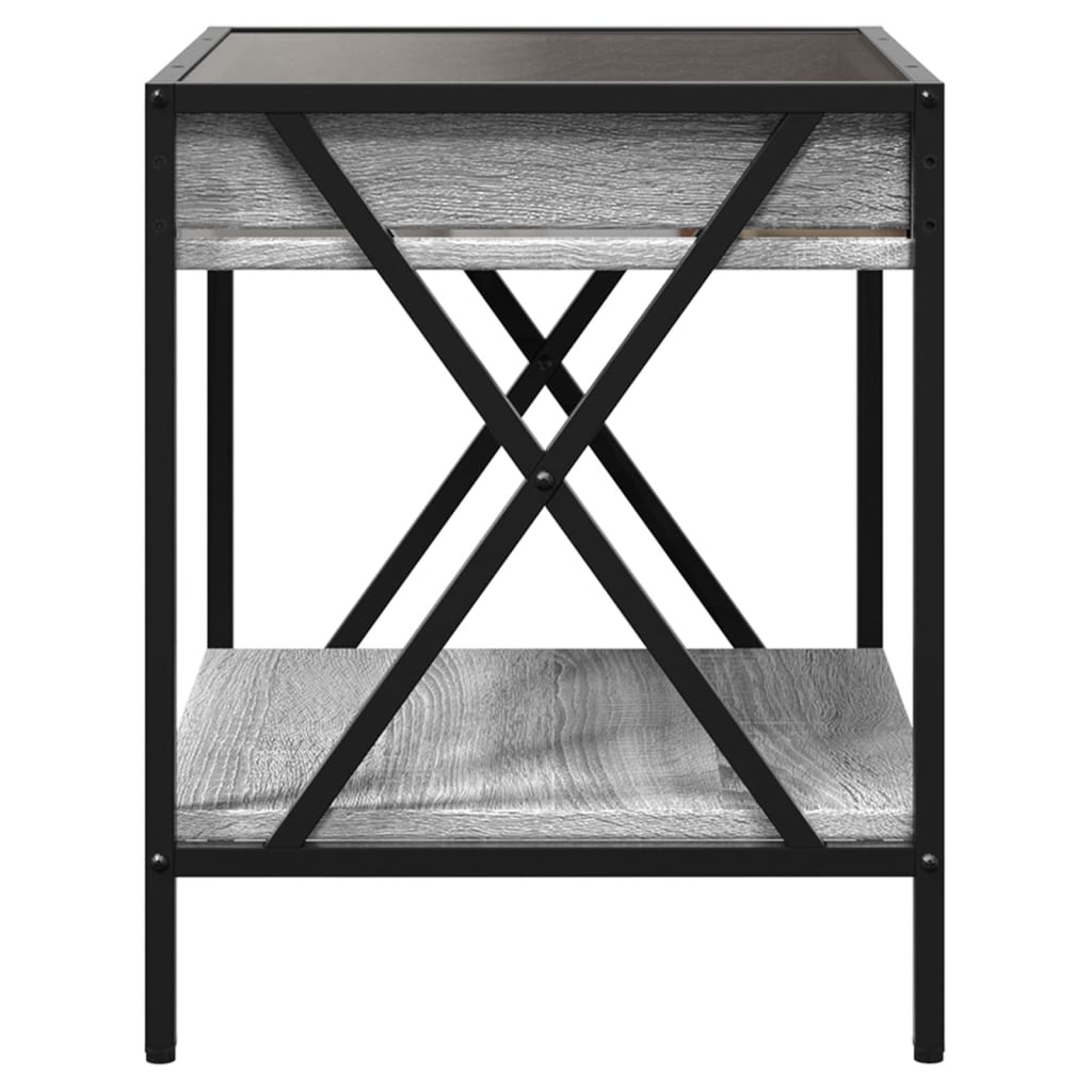 Bedside table with LED Infinity 40x40x49 cm Sonoma grey