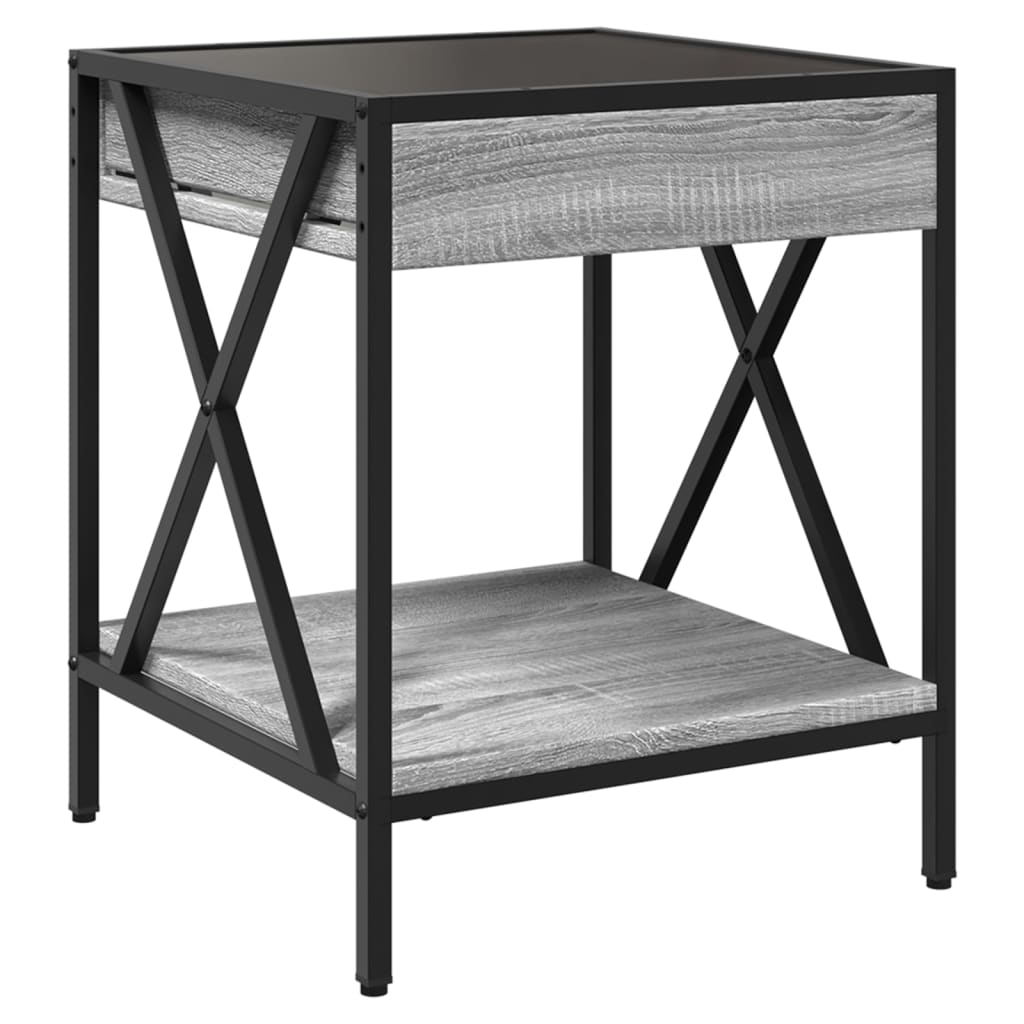 Bedside table with LED Infinity 40x40x49 cm Sonoma grey