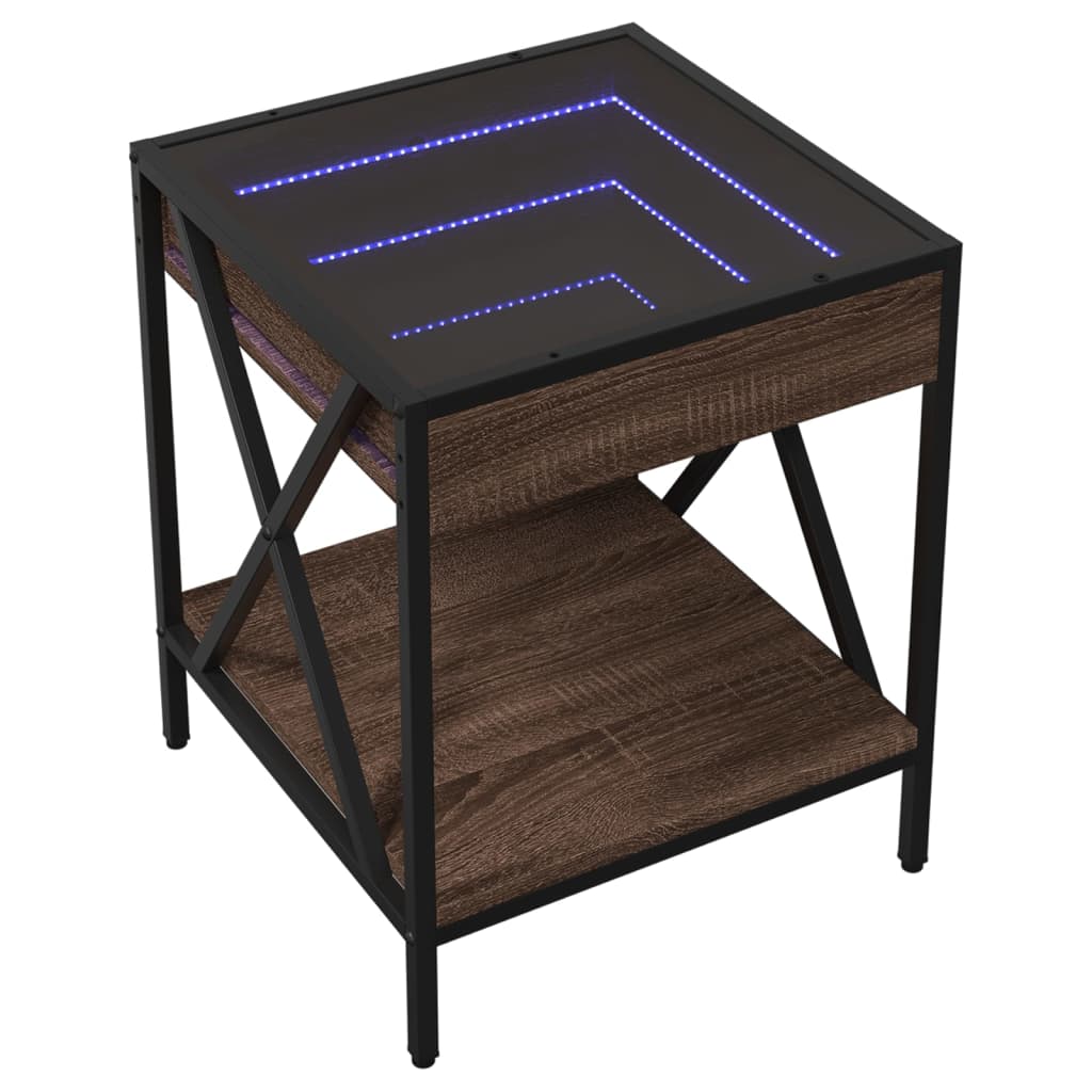 Bedside table with LED Infinity 40x40x49 cm brown oak