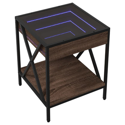 Bedside table with LED Infinity 40x40x49 cm brown oak